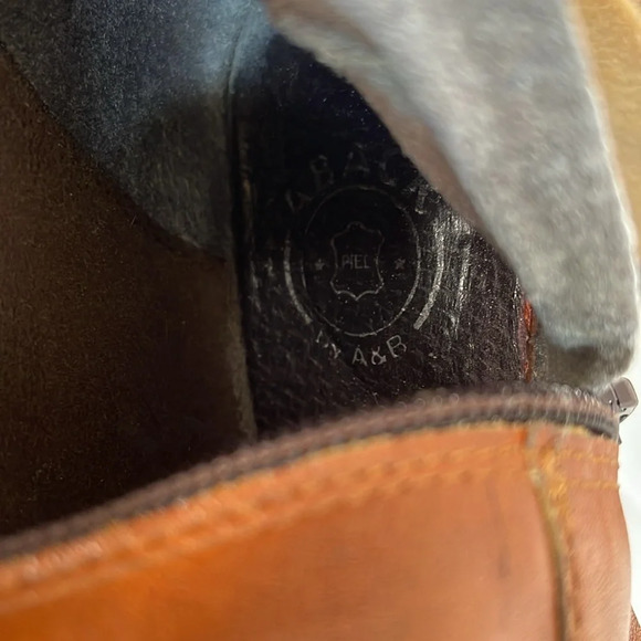 Aback A&B Cognac Leather Knee High Boots Buckle  Heels Faux Fur Inner Band 38 EU - Picture 13 of 16